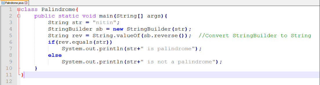 Java String Programs to Check whether a string is palindrome or not.